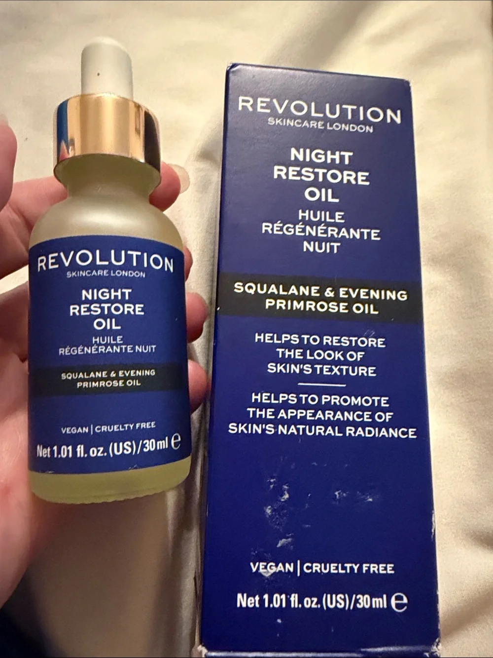 New Revolution Skincare London 1 oz Night Restore  Oil Evening Primrose Squalene